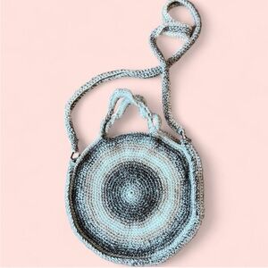 Handcrafted Gray and Cream Round Bag